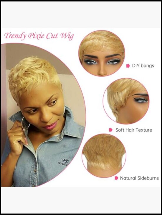 Human Hair Pixie Cut Wig Glueless Short Straight Ready to Wear Natural Look